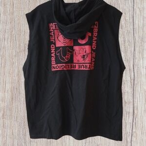 True Religion HS Box Hooded Tank Shirt Sleeveless Lightweight Cotton Buddha 2XL